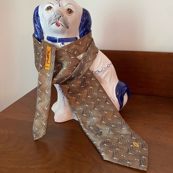 Vintage YSL 100% Silk LOGO Tie - Picture 1 of 5
